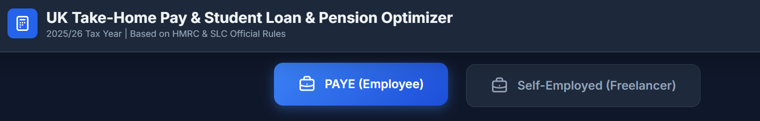 Toggle View: PAYE and Self-Employed